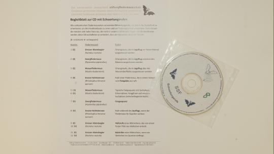 CD mit Ultraschall-Peilrufen und dazugehörender Beschreibung